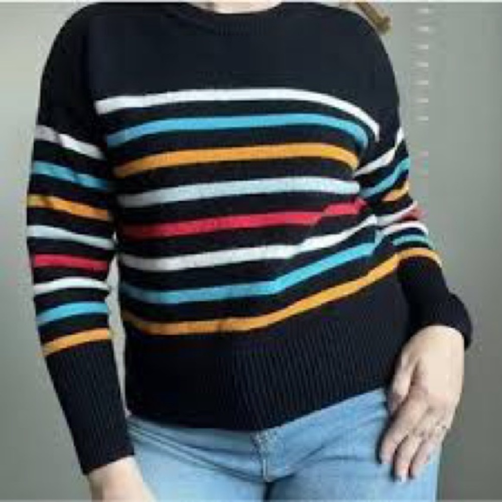 Philosophy by Republic black multi color striped sweater